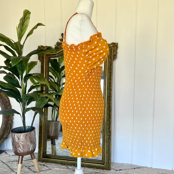 Mustard Yellow Polka Dot Dress - Picture 3 of 4